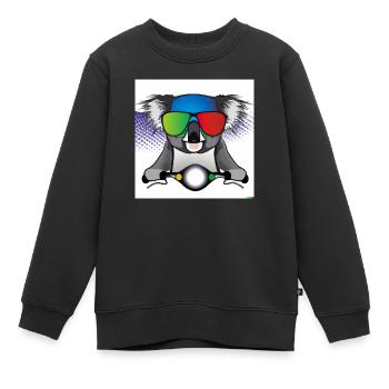 Rollerfahrender Koala mit Bunter Sonnenbrille - Kinder Premium Organic Sweatshirt - Schwarz - Vorne - AI Model Kid Female (0cm)