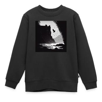 Mer agitée avec falaises - Sweat Premium enfant bio - noir - Devant - AI Model Kid Female (0cm)