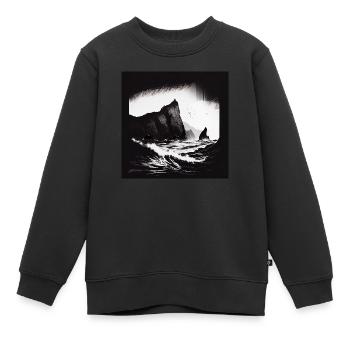 Mer agitée avec falaises - Sweat Premium enfant bio - noir - Devant - AI Model Kid Female (0cm)