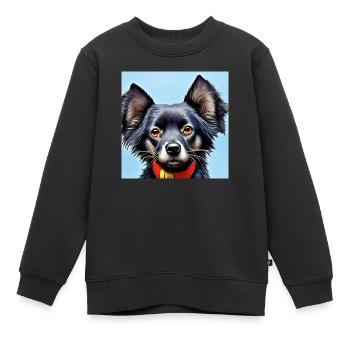 treuer kleiner schwarzer Hundekopf - Kinder Premium Organic Sweatshirt - Schwarz - Vorne - AI Model Kid Female (0cm)