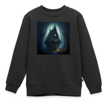 Cabane dans la forêt - Sweat Premium enfant bio - noir - Devant - AI Model Kid Female (0cm)