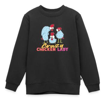 Crazy Chicken Lady - Kinder Premium Organic Sweatshirt - Schwarz - Vorne - AI Model Kid Female (0cm)