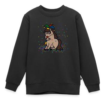 Konfetti Karneval Pferd - Kinder Premium Organic Sweatshirt - Schwarz - Vorne - AI Model Kid Female (0cm)