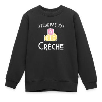 je peux pas j'ai crèche - Sweat Premium enfant bio - noir - Devant - AI Model Kid Female (0cm)