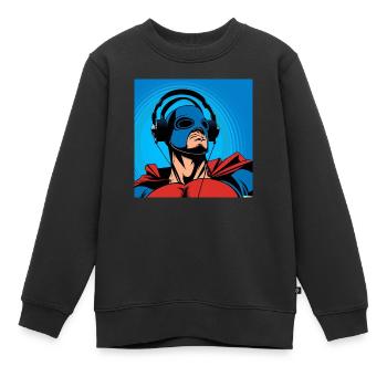 SUPER-HÉROS - Sweat Premium enfant bio - noir - Devant - AI Model Kid Female (0cm)