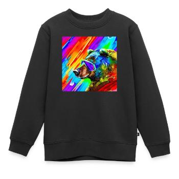 Bear with sunglasses - Kids Premium Organic Sweatshirt - black - Front - AI Model Kid Female (0cm)
