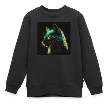 Neonkatze bei Nacht - Kinder Premium Organic Sweatshirt - Schwarz - Vorne - AI Model Kid Female (0cm)