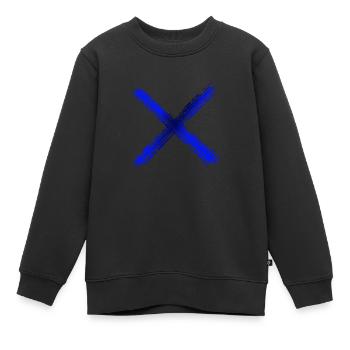Kreuz blau - Kinder Premium Organic Sweatshirt - Schwarz - Vorne - AI Model Kid Female (0cm)