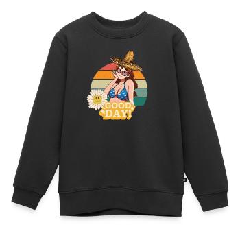 Femme avec des lunettes de soleil - Sweat Premium enfant bio - noir - Devant - AI Model Kid Female (0cm)