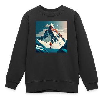 Illustration Bergskifahrer, Skipiste - Kinder Premium Organic Sweatshirt - Schwarz - Vorne - AI Model Kid Female (0cm)