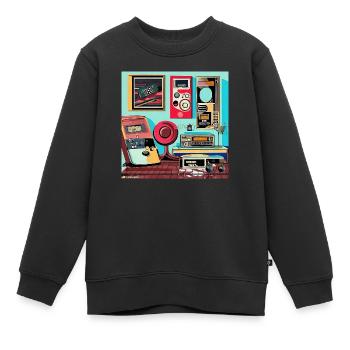 Chambre Rétro de Style Années 80 - Sweat Premium enfant bio - noir - Devant - AI Model Kid Female (0cm)