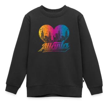 Atlanta Skyline - Sweat Premium enfant bio - noir - Devant - AI Model Kid Female (0cm)