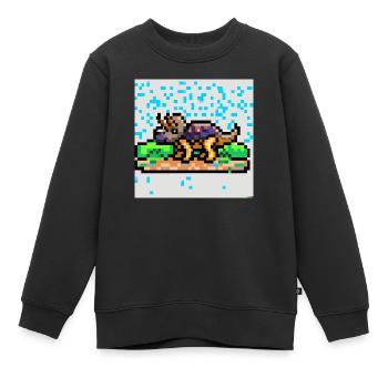 Triceratops pixel art - Sweat Premium enfant bio - noir - Devant - AI Model Kid Female (0cm)