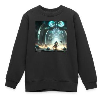 Sci-fi kampf digital art - Kinder Premium Organic Sweatshirt - Schwarz - Vorne - AI Model Kid Female (0cm)