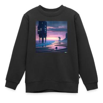 L’art numérique de plage du futur - Sweat Premium enfant bio - noir - Devant - AI Model Kid Female (0cm)
