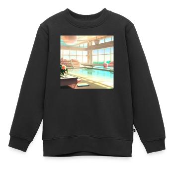 Un coin salon baigné de soleil : l’art numérique - Sweat Premium enfant bio - noir - Devant - AI Model Kid Female (0cm)