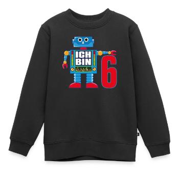 Lustiger blauer Roboter - ich bin 6 Jahre alt - Kinder Premium Organic Sweatshirt - Schwarz - Vorne - AI Model Kid Female (0cm)