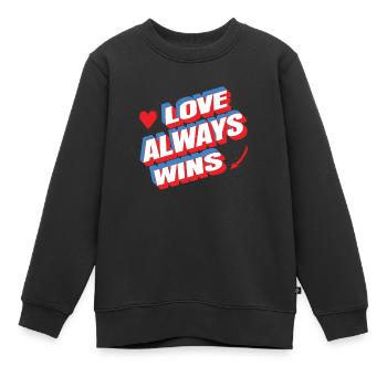 L’amour gagne toujours - Sweat Premium enfant bio - noir - Devant - AI Model Kid Female (0cm)