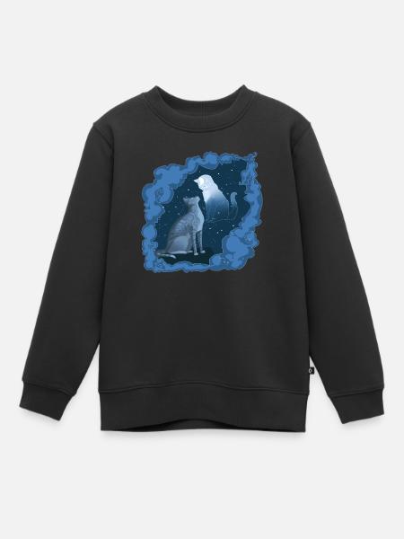 Jayfeather Häherfeder Graue Katze Halfmoon Mond - Premium børne sweatshirt økologisk - sort