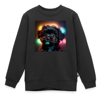 Ein Hund und seine Reflexionen - Kinder Premium Organic Sweatshirt - Schwarz - Vorne - AI Model Kid Female (0cm)