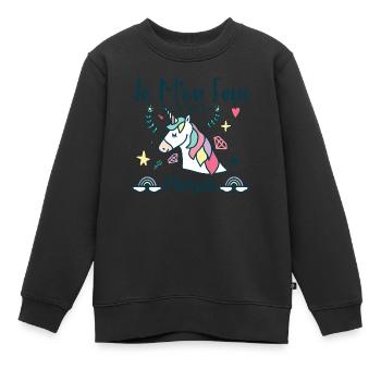 Je M'en Fous Je Suis La Future Mariée Licorne Brid - Sweat Premium enfant bio - noir - Devant - AI Model Kid Female (0cm)