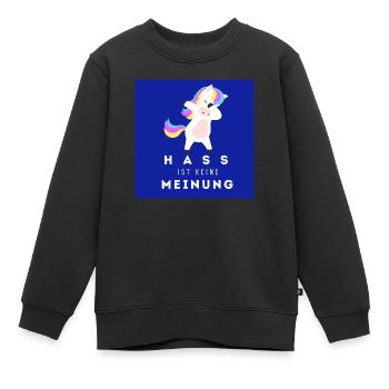 Einhorn Hass ist keine Meinung - Kinder Premium Organic Sweatshirt - Schwarz - Vorne - AI Model Kid Female (0cm)