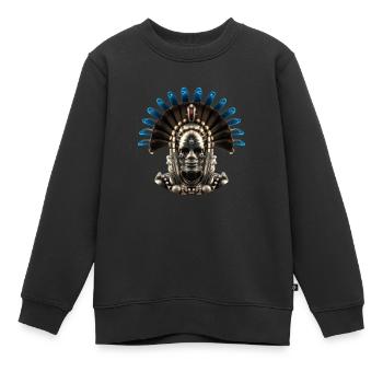Coiffe maya - Sweat Premium enfant bio - noir - Devant - AI Model Kid Female (0cm)