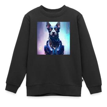 Chien futuriste - Sweat Premium enfant bio - noir - Devant - AI Model Kid Female (0cm)