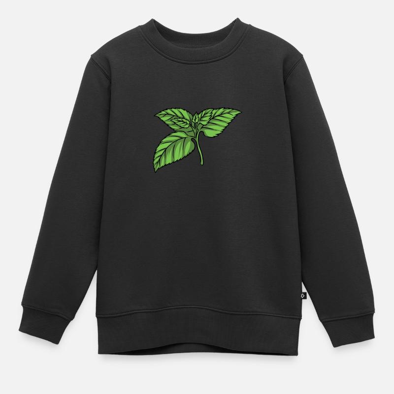Menthe Feuille de menthe - Sweat Premium enfant bio - noir
