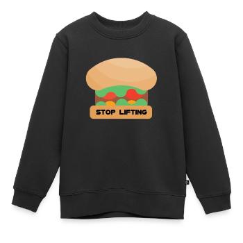 ARRÊTEZ DE SOULEVER LE HAMBURGER - Sweat Premium enfant bio - noir - Devant - AI Model Kid Female (0cm)