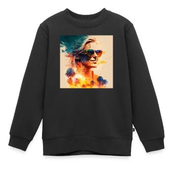 Eine Frau in der Sonne - Kinder Premium Organic Sweatshirt - Schwarz - Vorne - AI Model Kid Female (0cm)