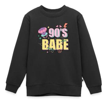 90´s Babe - Kinder Premium Organic Sweatshirt - Schwarz - Vorne - AI Model Kid Female (0cm)