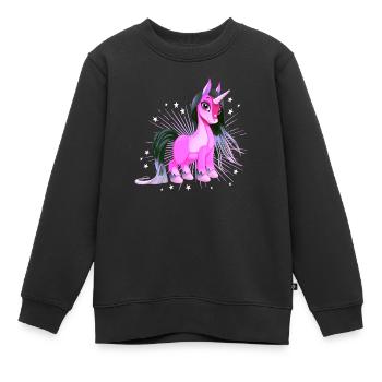 Licorne avec astérisque Viva Magenta - Sweat Premium enfant bio - noir - Devant - AI Model Kid Female (0cm)