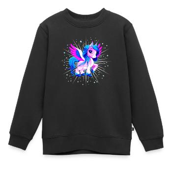 Einhorn Pink Pegasus - Kinder Premium Organic Sweatshirt - Schwarz - Vorne - AI Model Kid Female (0cm)