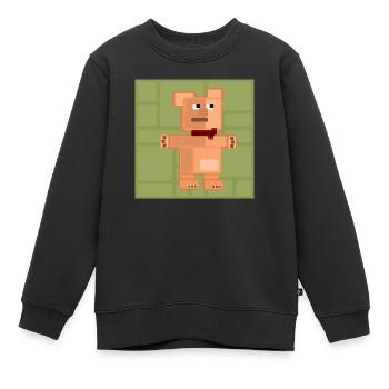 PixelArt Bär - Kinder Premium Organic Sweatshirt - Schwarz - Vorne - AI Model Kid Female (0cm)