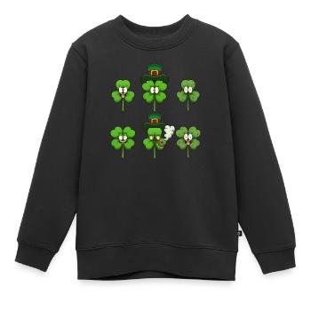Personnages mignons de trèfles à quatre feuilles - Sweat Premium enfant bio - noir - Devant - AI Model Kid Female (0cm)