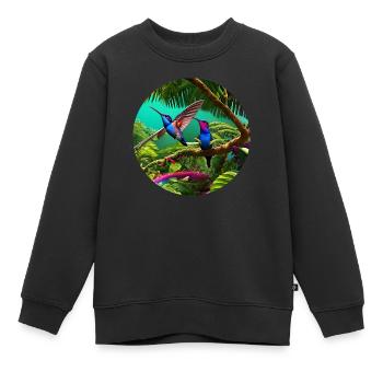 Les colibris dans la forêt tropicale dans l’art numérique - Sweat Premium enfant bio - noir - Devant - AI Model Kid Female (0cm)