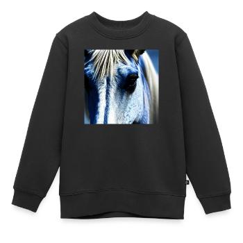 white horse - Kinder Premium Organic Sweatshirt - Schwarz - Vorne - AI Model Kid Female (0cm)