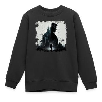 Geheimnisvoller Charakter als Wächter der Stadt - Kinder Premium Organic Sweatshirt - Schwarz - Vorne - AI Model Kid Female (0cm)