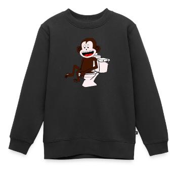 Lachender Affe auf dem Klo Anime - Kinder Premium Organic Sweatshirt - Schwarz - Vorne - AI Model Kid Female (0cm)