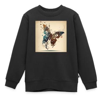 Schmetterling, Notizen - Kinder Premium Organic Sweatshirt - Schwarz - Vorne - AI Model Kid Female (0cm)
