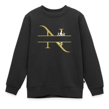 Personalisierter Blumengoldbuchstabe N - Kinder Premium Organic Sweatshirt - Schwarz - Vorne - AI Model Kid Female (0cm)