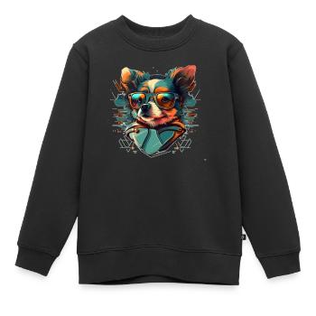 Trendy Hipster Hundegesicht von kleinem Hund - Kinder Premium Organic Sweatshirt - Schwarz - Vorne - AI Model Kid Female (0cm)