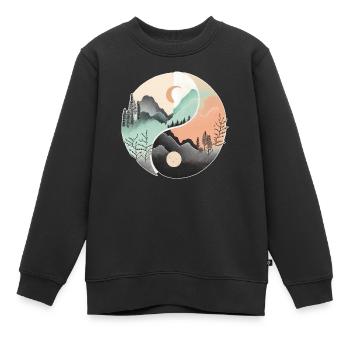 Ying Yang - Berge / Strand - Kinder Premium Organic Sweatshirt - Schwarz - Vorne - AI Model Kid Female (0cm)