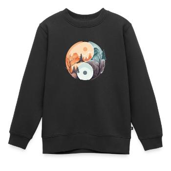 Ying Yang - Berge / Strand - Kinder Premium Organic Sweatshirt - Schwarz - Vorne - AI Model Kid Female (0cm)