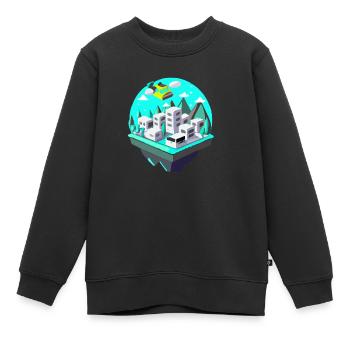 Paysage futuriste - Sweat Premium enfant bio - noir - Devant - AI Model Kid Female (0cm)