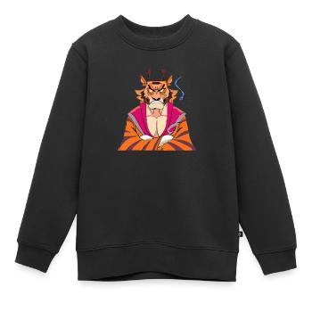 Ark le tigre énervé - Sweat Premium enfant bio - noir - Devant - AI Model Kid Female (0cm)