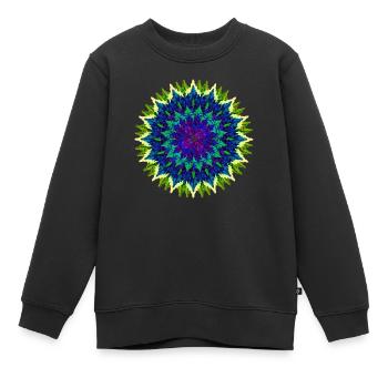 Mandala (jaune-vert) - Sweat Premium enfant bio - noir - Devant - AI Model Kid Female (0cm)
