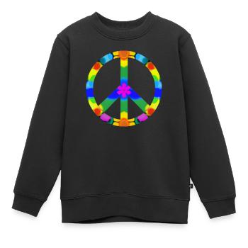 Signe de paix coloré, flower power - Sweat Premium enfant bio - noir - Devant - AI Model Kid Female (0cm)