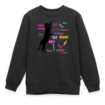 Chat mots - Sweat Premium enfant bio - noir - Devant - AI Model Kid Female (0cm)